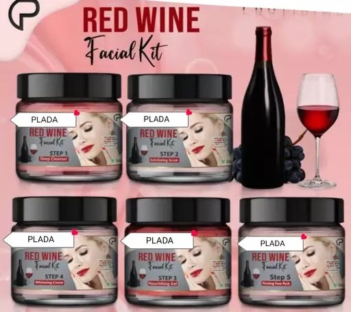 PLADA Red Wine Facial Kit for Blemish Free Fairer Complexion (260gm)